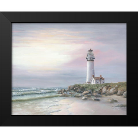 Lighthouse at Sunset Black Modern Wood Framed Art Print by Janisse, Georgia
