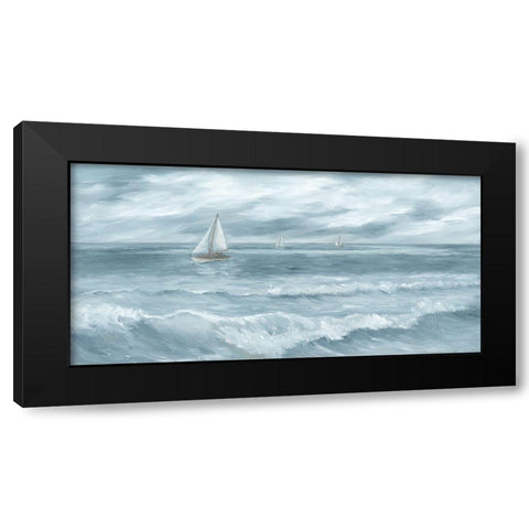 Three Sailboats Black Modern Wood Framed Art Print with Double Matting by Janisse, Georgia