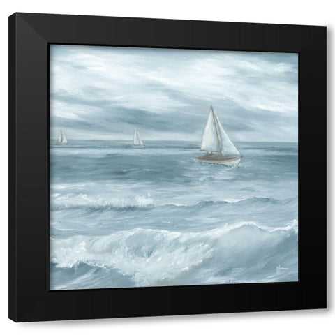 Three Sailboats     Black Modern Wood Framed Art Print by Janisse, Georgia