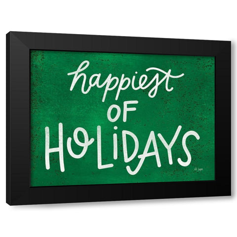 Happiest of Holidays Black Modern Wood Framed Art Print with Double Matting by Jaxn Blvd.