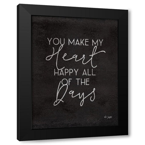 Happy Heart Black Modern Wood Framed Art Print with Double Matting by Jaxn Blvd.