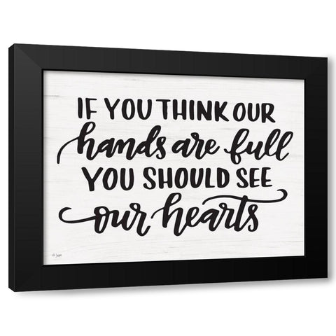 Our Hearts Black Modern Wood Framed Art Print by Jaxn Blvd.