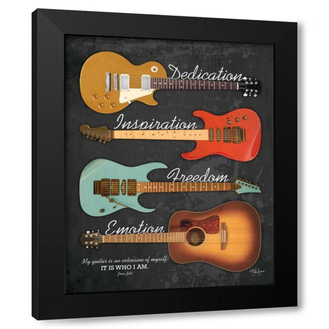 My Guitar Black Modern Wood Framed Art Print with Double Matting by Jones, John