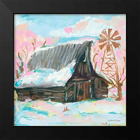 Windmill Barn Black Modern Wood Framed Art Print by Mingo, Jessica