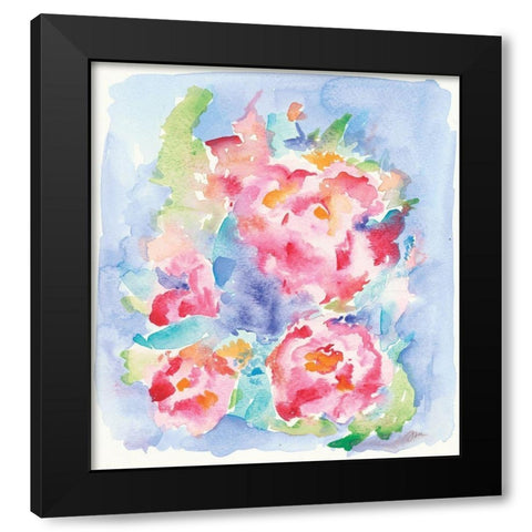 Pretty Petals Black Modern Wood Framed Art Print by Mingo, Jessica