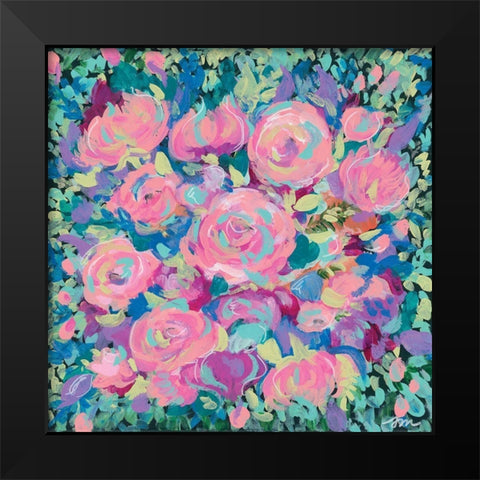Pink Blossoms Black Modern Wood Framed Art Print by Mingo, Jessica