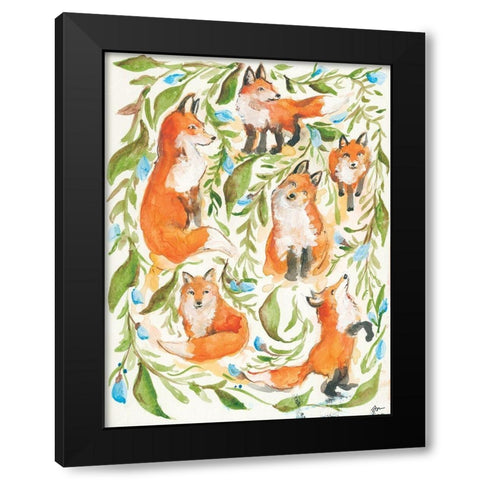 Fox Trot Black Modern Wood Framed Art Print with Double Matting by Mingo, Jessica