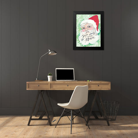 Santa is Coming to Town Black Modern Wood Framed Art Print by Mingo, Jessica