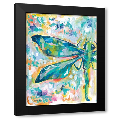 Firefly in Flight Black Modern Wood Framed Art Print with Double Matting by Mingo, Jessica