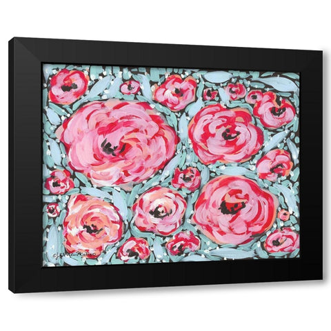 Rose Party Black Modern Wood Framed Art Print by Mingo, Jessica