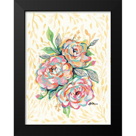 Vintage Rose Black Modern Wood Framed Art Print by Mingo, Jessica
