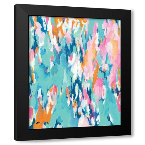 Abstract Aqua Black Modern Wood Framed Art Print with Double Matting by Mingo, Jessica