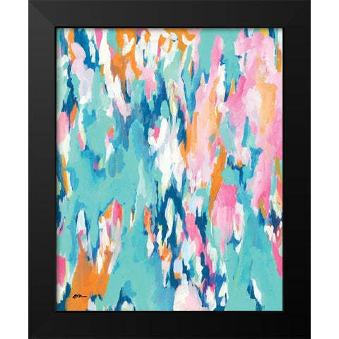 Abstract Aqua Black Modern Wood Framed Art Print by Mingo, Jessica