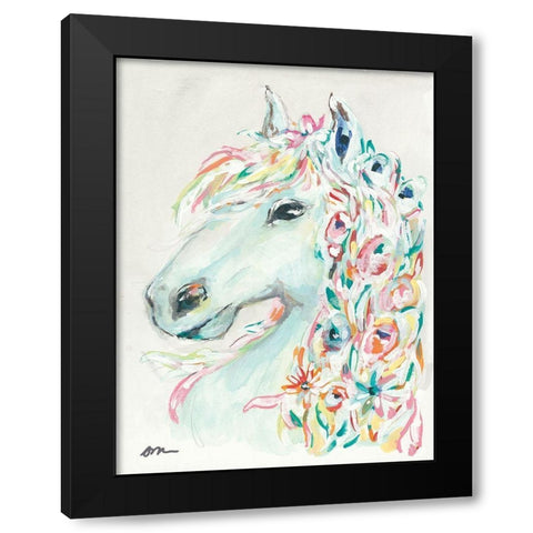 Pony Rose Black Modern Wood Framed Art Print with Double Matting by Mingo, Jessica