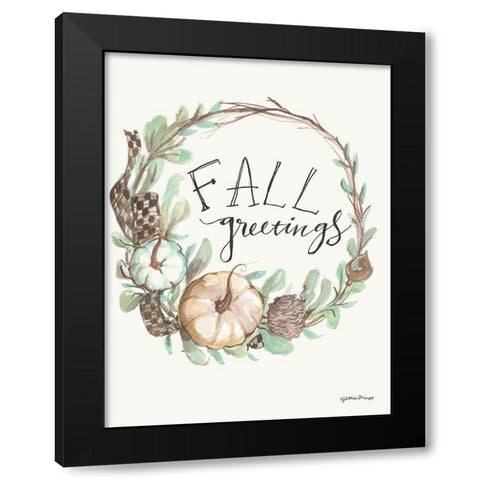 Fall Greetings Black Modern Wood Framed Art Print by Mingo, Jessica