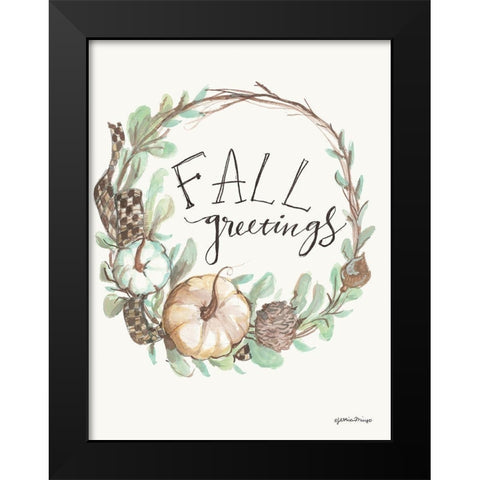 Fall Greetings Black Modern Wood Framed Art Print by Mingo, Jessica