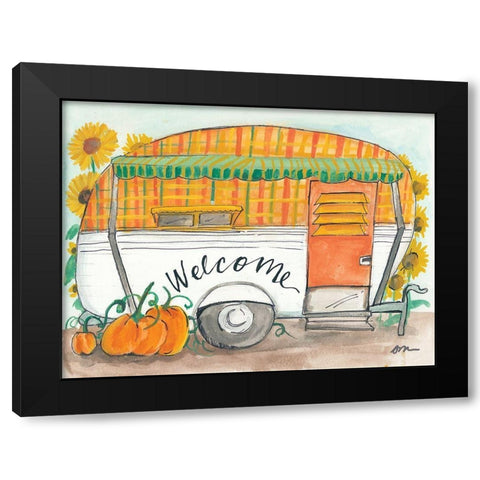Fall Camper Black Modern Wood Framed Art Print with Double Matting by Mingo, Jessica