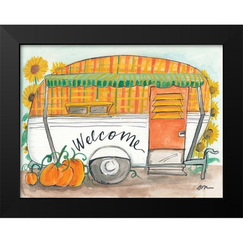 Fall Camper Black Modern Wood Framed Art Print by Mingo, Jessica