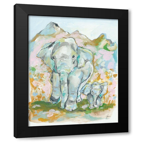 Elephant Summer Black Modern Wood Framed Art Print by Mingo, Jessica