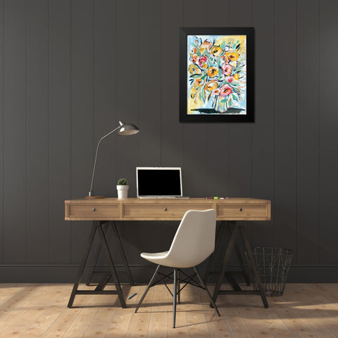 Abstract Florals Black Modern Wood Framed Art Print by Mingo, Jessica
