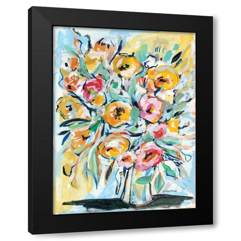 Abstract Florals Black Modern Wood Framed Art Print with Double Matting by Mingo, Jessica