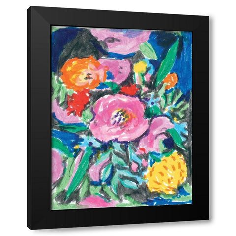 Bright Florals Black Modern Wood Framed Art Print with Double Matting by Mingo, Jessica