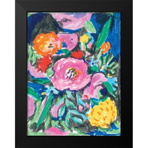 Bright Florals Black Modern Wood Framed Art Print by Mingo, Jessica