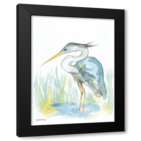 Heron Black Modern Wood Framed Art Print by Mingo, Jessica