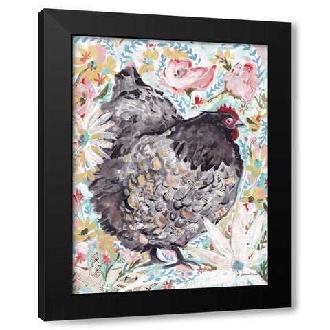 Gerty the Hen Black Modern Wood Framed Art Print with Double Matting by Mingo, Jessica