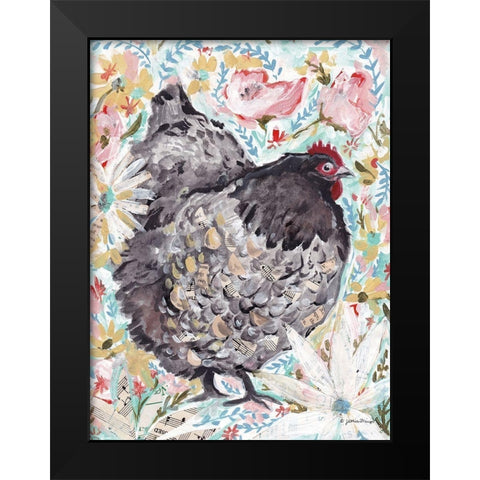 Gerty the Hen Black Modern Wood Framed Art Print by Mingo, Jessica