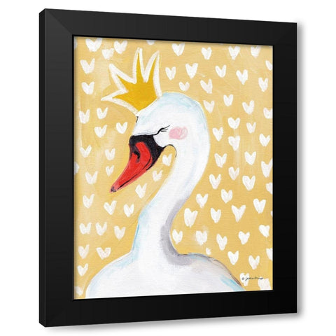 Princess Swan Black Modern Wood Framed Art Print by Mingo, Jessica