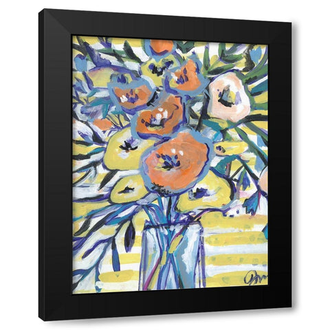 Floral Gold II Black Modern Wood Framed Art Print with Double Matting by Mingo, Jessica