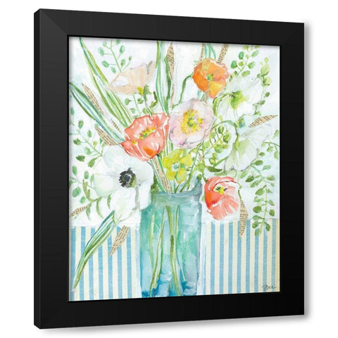 Janas Poppies Black Modern Wood Framed Art Print by Mingo, Jessica