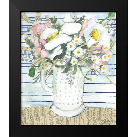 Milk Glass Florals Black Modern Wood Framed Art Print by Mingo, Jessica