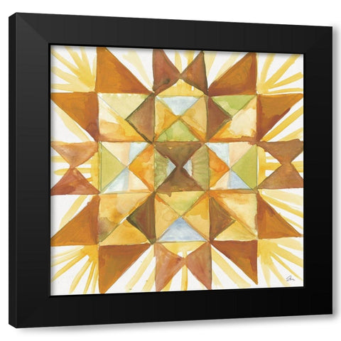 Summer Wheat Quilt Black Modern Wood Framed Art Print with Double Matting by Mingo, Jessica