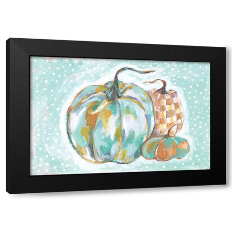 Pumpkins in Blue Black Modern Wood Framed Art Print by Mingo, Jessica