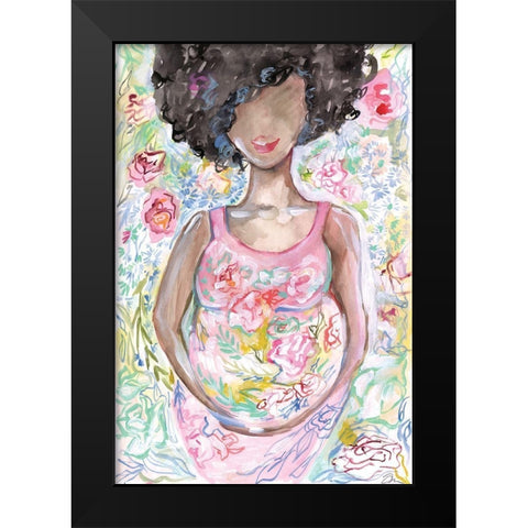 Lady in the Floral Dress Black Modern Wood Framed Art Print by Mingo, Jessica