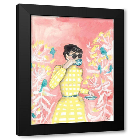 Coffee in the Aviary   Black Modern Wood Framed Art Print by Mingo, Jessica