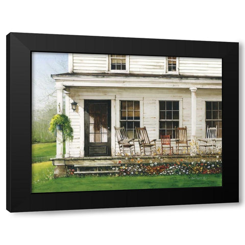 Back Porch Gathering Black Modern Wood Framed Art Print by Rossini, John