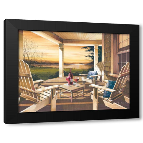 Sunset with Wine Black Modern Wood Framed Art Print by Rossini, John