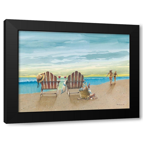 A Walk Along the Beach Black Modern Wood Framed Art Print by Rossini, John