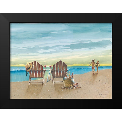 A Walk Along the Beach Black Modern Wood Framed Art Print by Rossini, John