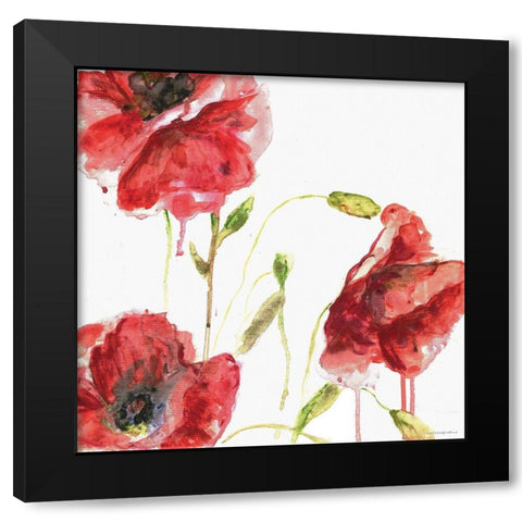 Poppies Black Modern Wood Framed Art Print with Double Matting by Kamdon Kreations