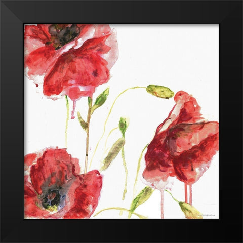 Poppies Black Modern Wood Framed Art Print by Kamdon Kreations