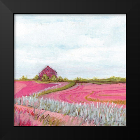 Pink Fall Farm Black Modern Wood Framed Art Print by Kamdon Kreations