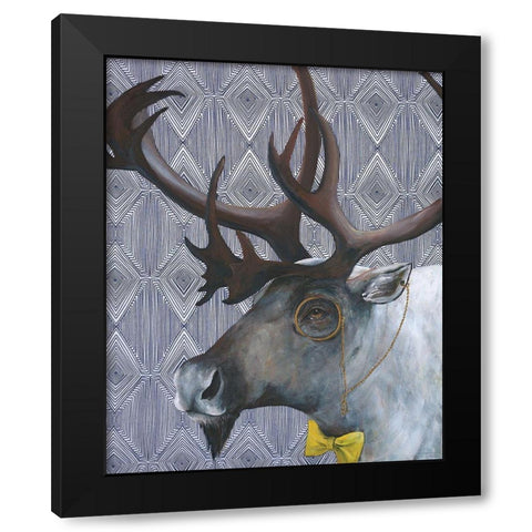 Mr. Caribou Black Modern Wood Framed Art Print by Kamdon Kreations
