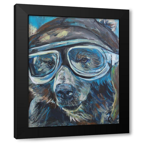 Pilot Bear 1 Black Modern Wood Framed Art Print by Kamdon Kreations