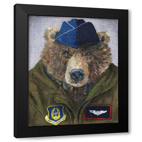 Pilot Bear 2 Black Modern Wood Framed Art Print with Double Matting by Kamdon Kreations