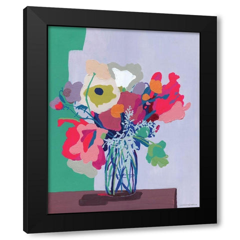 Hot Pink Cut Out Black Modern Wood Framed Art Print by Kamdon Kreations