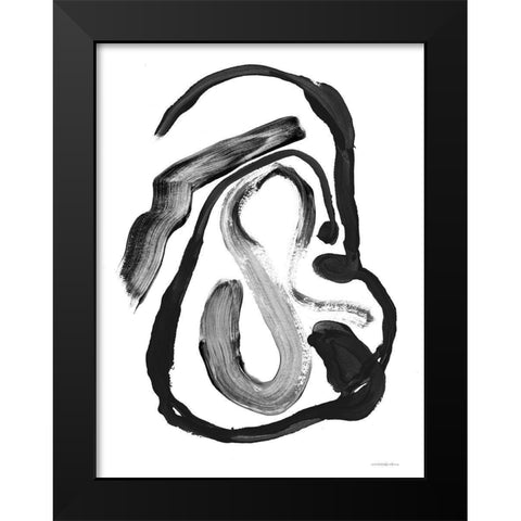 Black And White Abstract 6 Black Modern Wood Framed Art Print by Kamdon Kreations